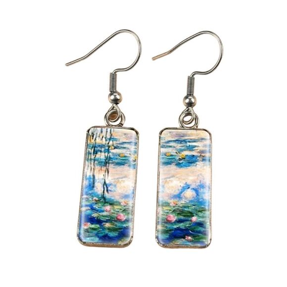 Monet Lillies Drop Earrings - Picture 1 of 5